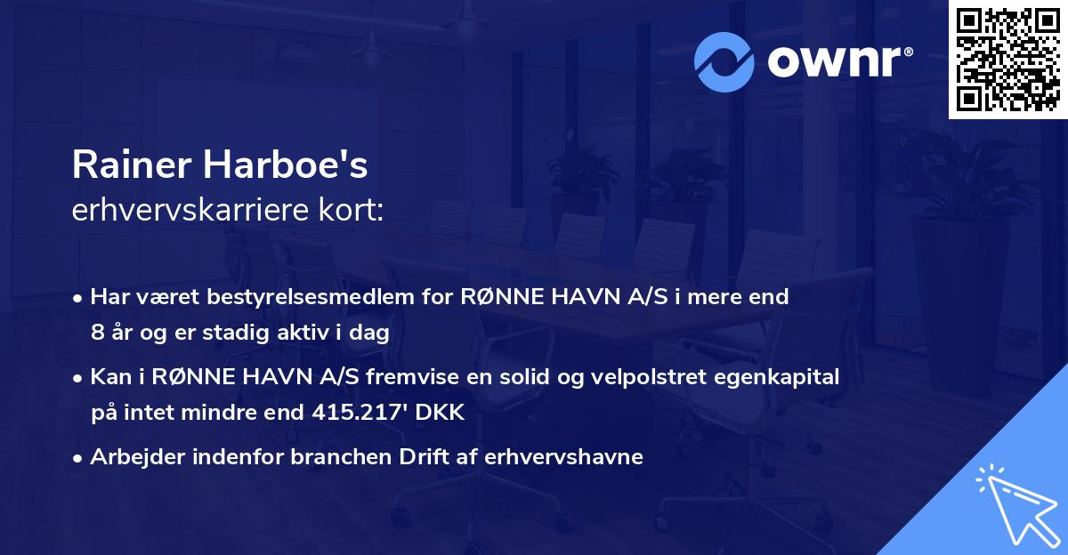 Rainer Harboe's erhvervskarriere kort