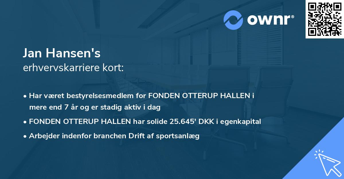 Jan Hansen's erhvervskarriere kort