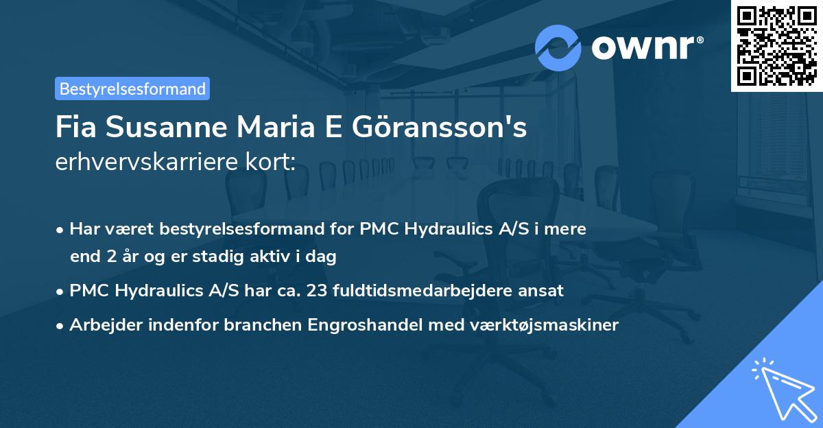 Fia Susanne Maria E Göransson's erhvervskarriere kort