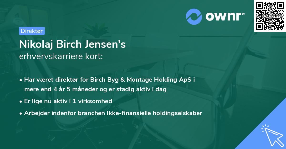 Nikolaj Birch Jensen's erhvervskarriere kort