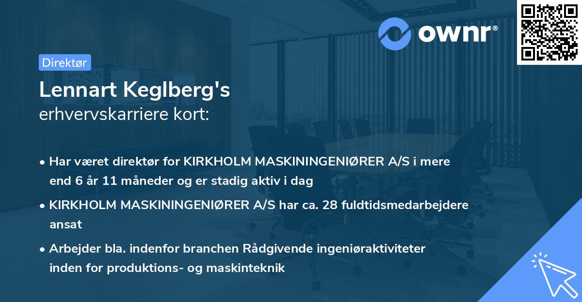Lennart Keglberg's erhvervskarriere kort