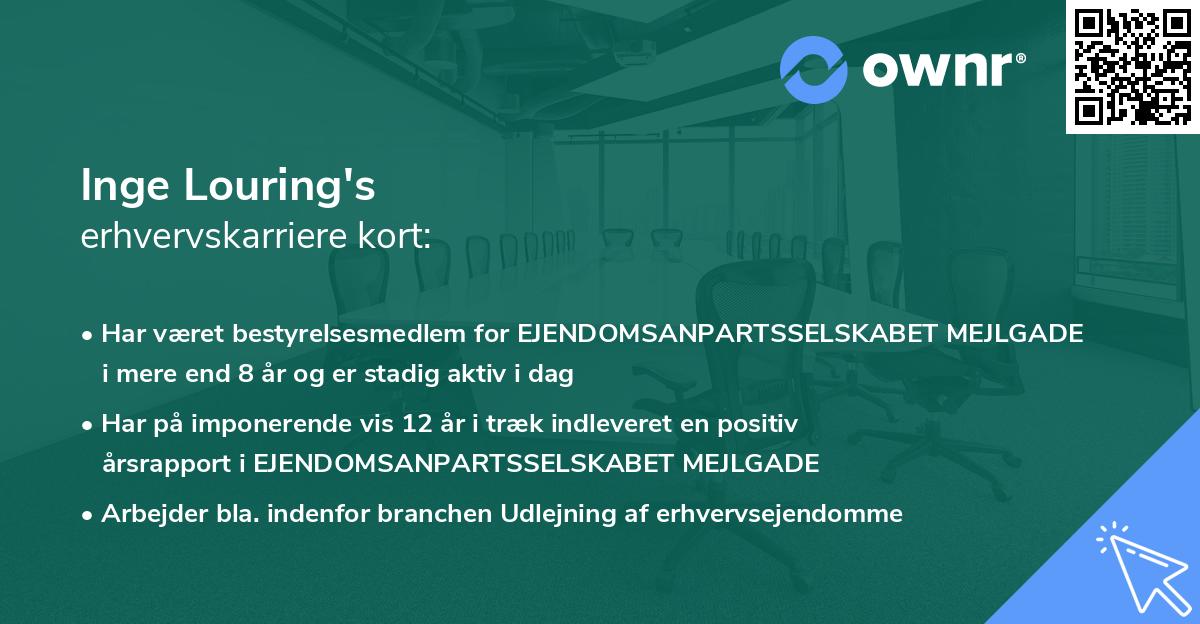 Inge Louring's erhvervskarriere kort