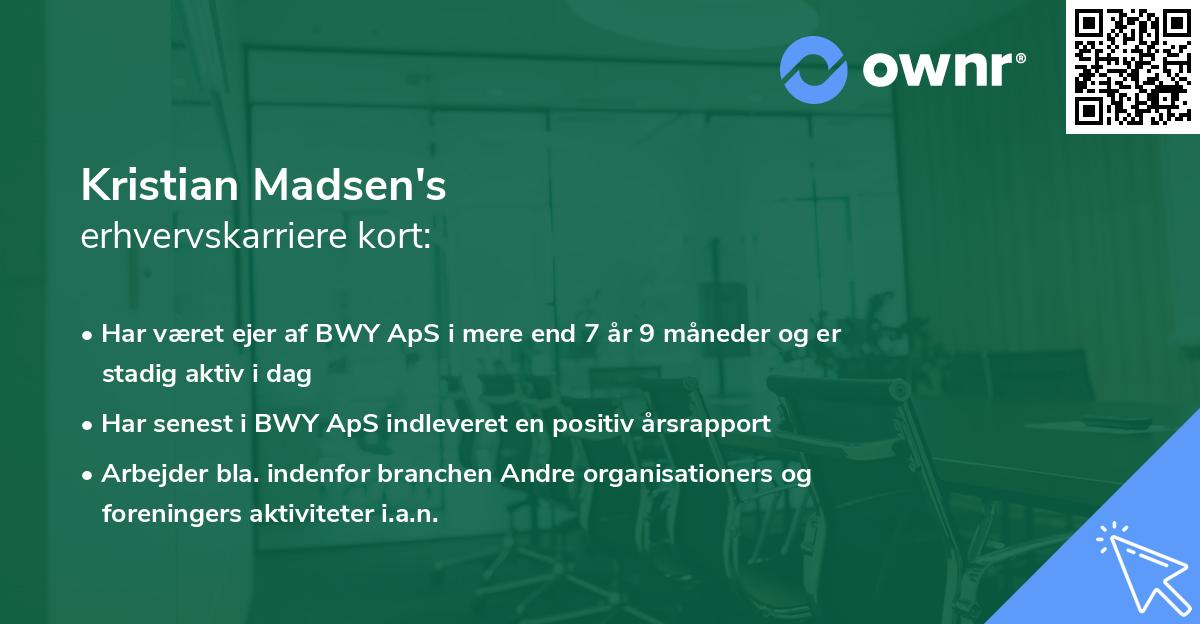 Kristian Madsen's erhvervskarriere kort