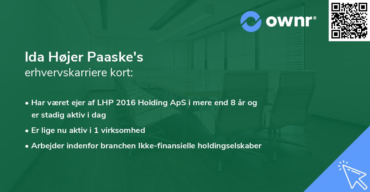 Ida Højer Paaske's erhvervskarriere kort
