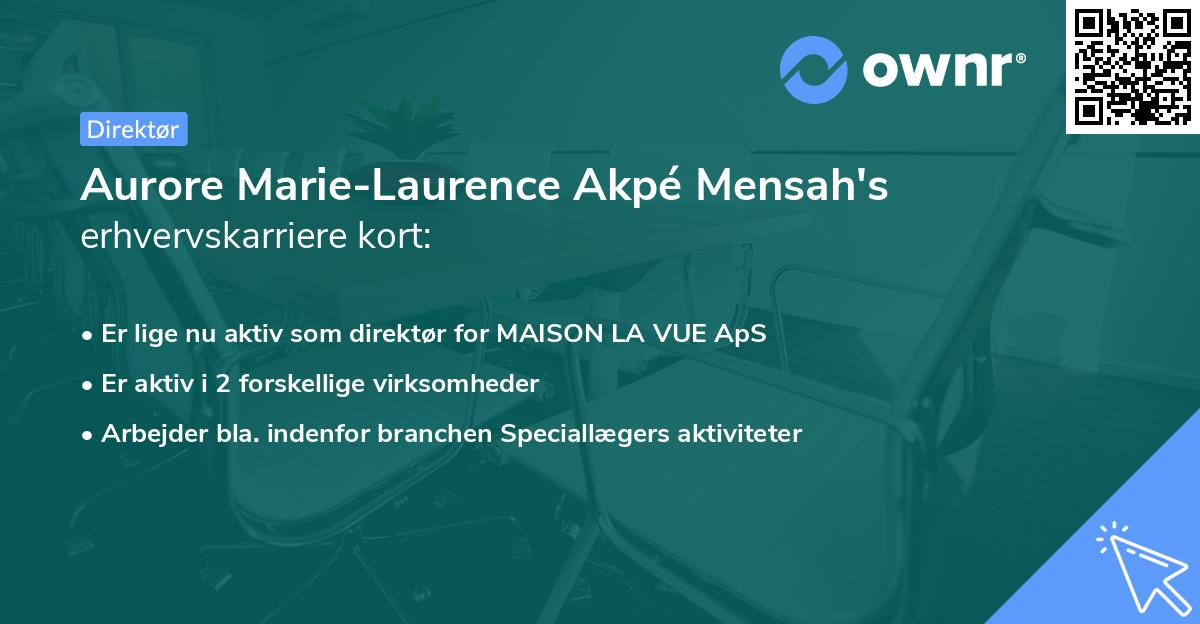 Aurore Marie-Laurence Akpé Mensah's erhvervskarriere kort