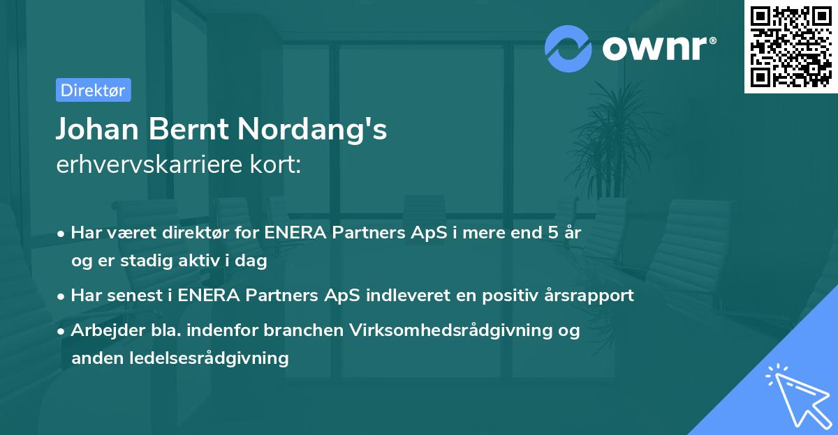 Johan Bernt Nordang's erhvervskarriere kort
