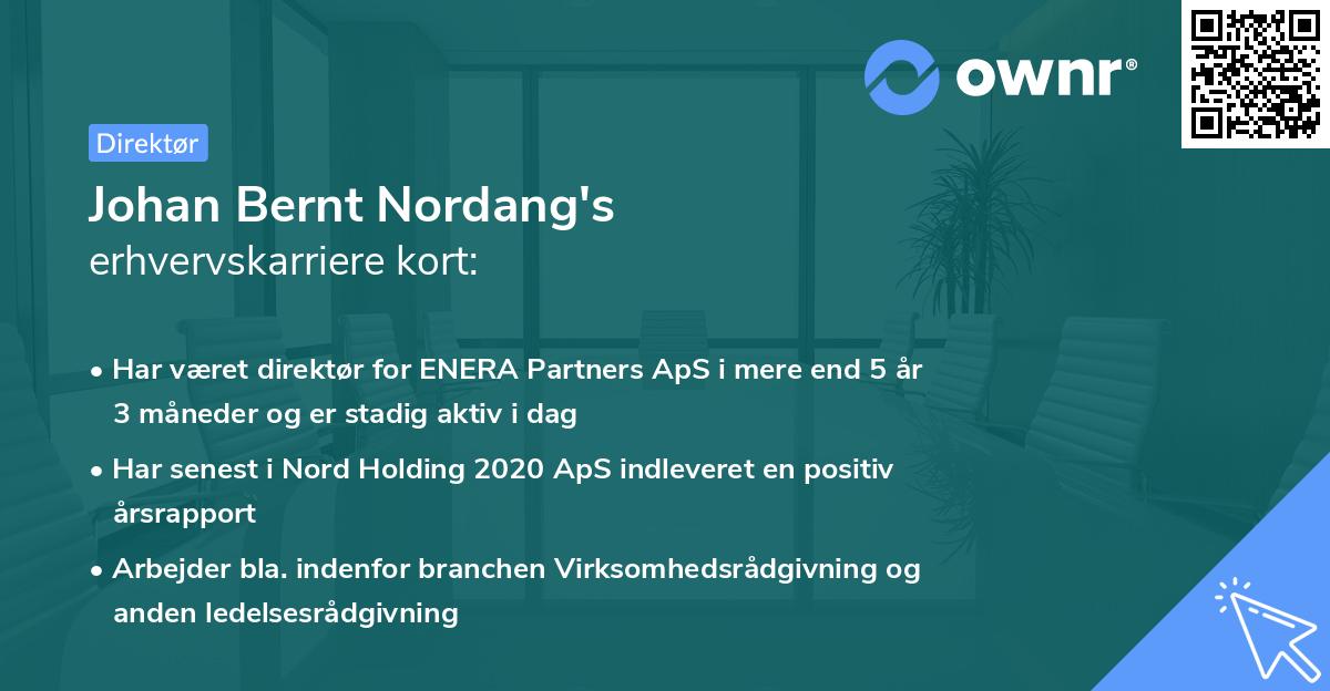 Johan Bernt Nordang's erhvervskarriere kort