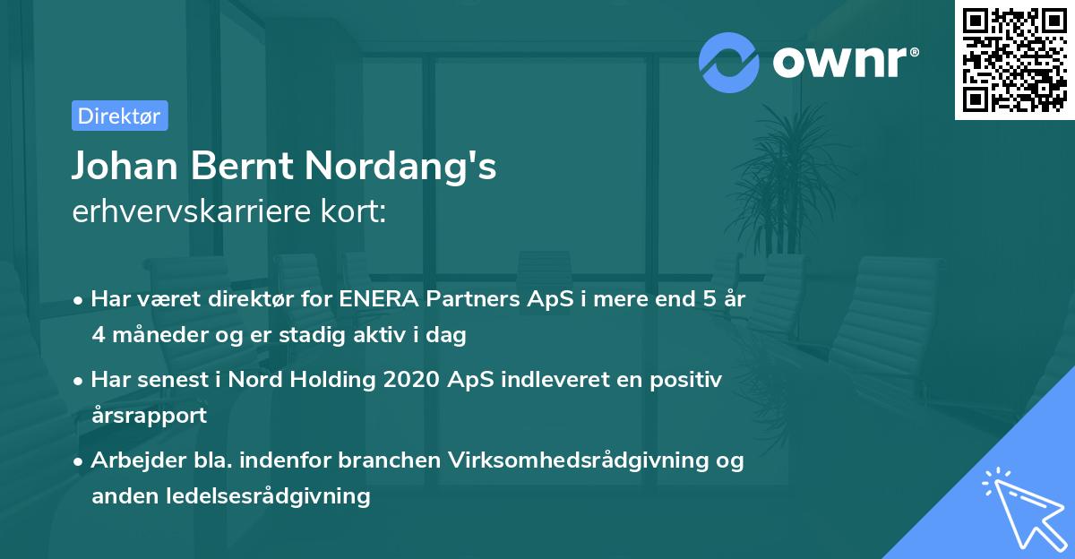 Johan Bernt Nordang's erhvervskarriere kort