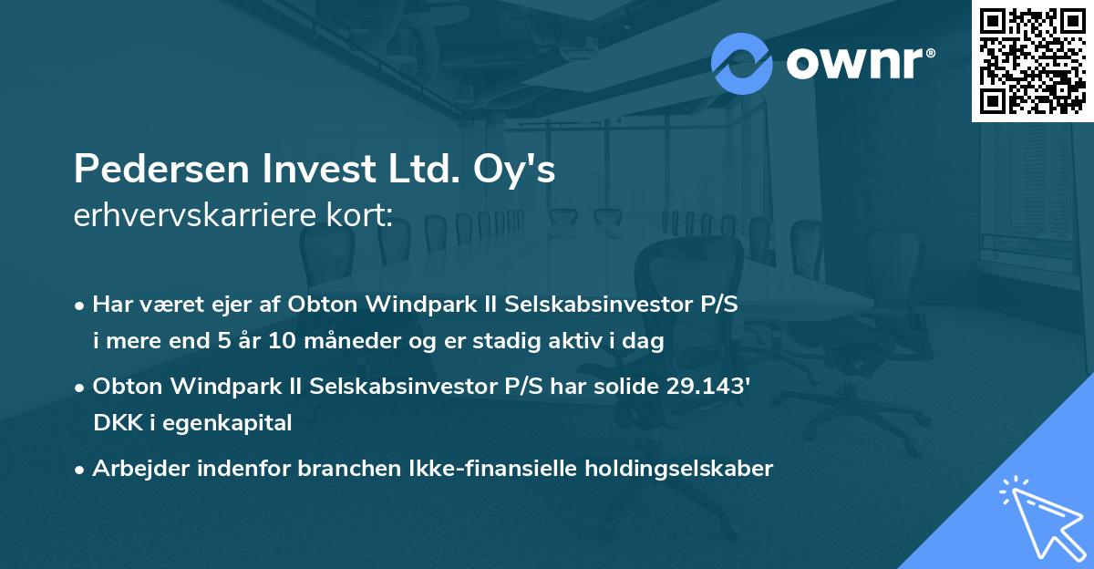 Pedersen Invest Ltd. Oy's erhvervskarriere kort
