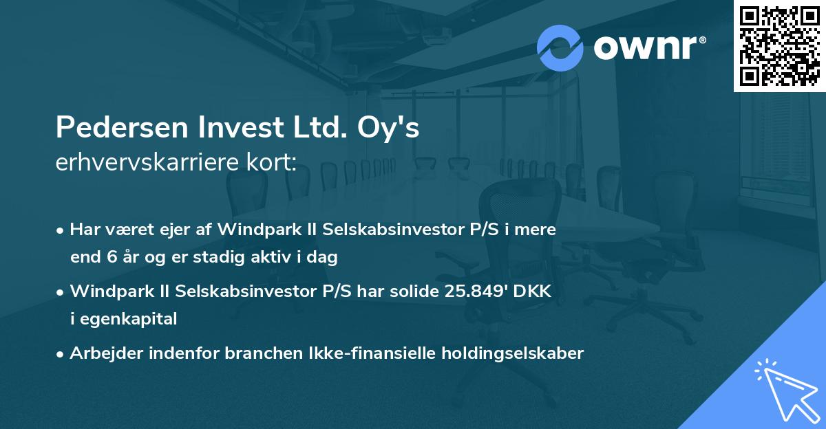 Pedersen Invest Ltd. Oy's erhvervskarriere kort