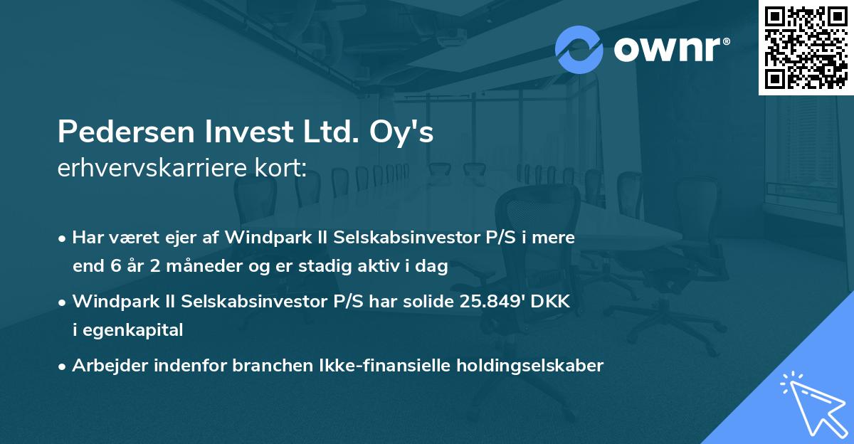 Pedersen Invest Ltd. Oy's erhvervskarriere kort