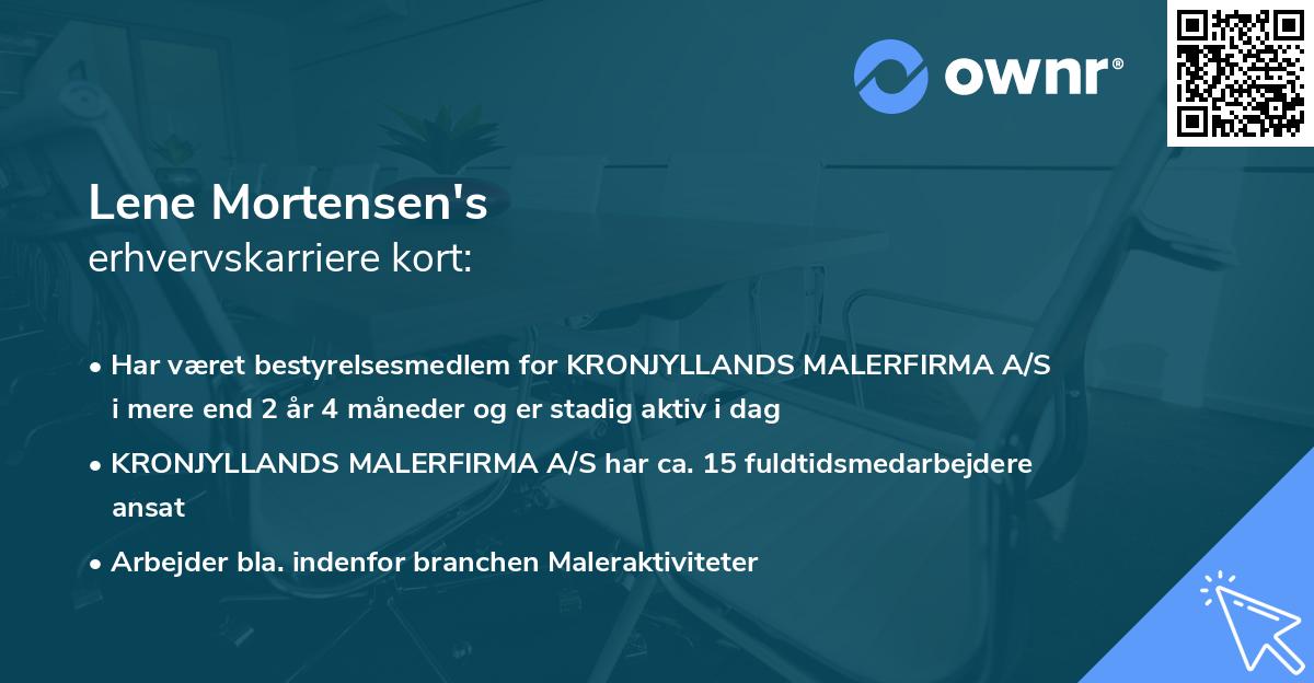 Lene Mortensen's erhvervskarriere kort