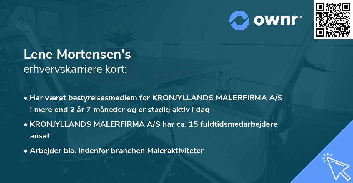 Lene Mortensen's erhvervskarriere kort