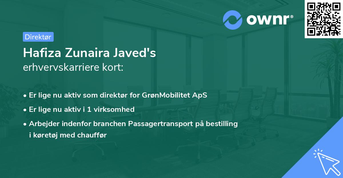 Hafiza Zunaira Javed's erhvervskarriere kort