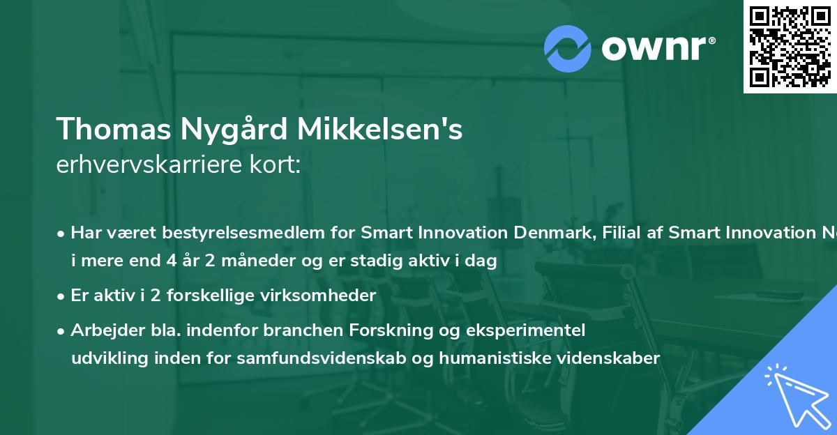 Thomas Nygård Mikkelsen's erhvervskarriere kort
