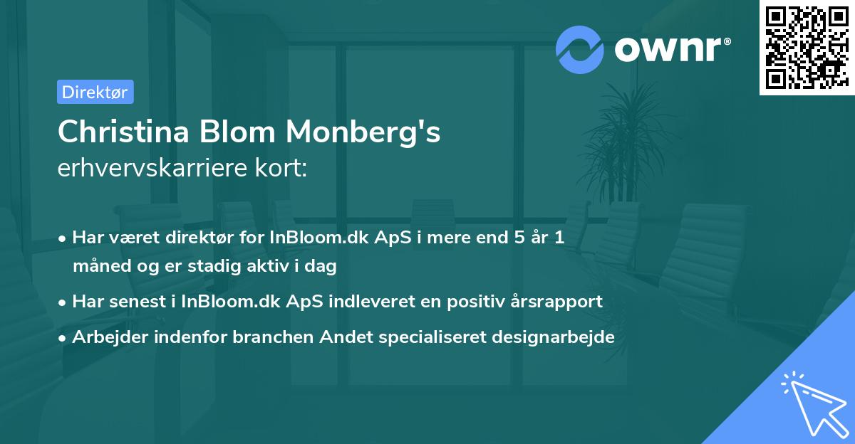 Christina Blom Monberg's erhvervskarriere kort