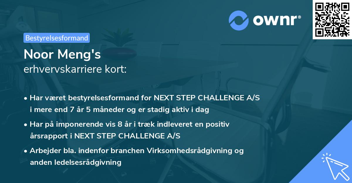 Noor Meng's erhvervskarriere kort
