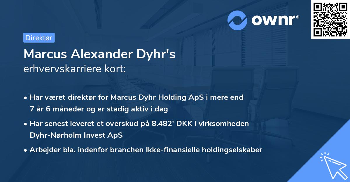 Marcus Alexander Dyhr's erhvervskarriere kort