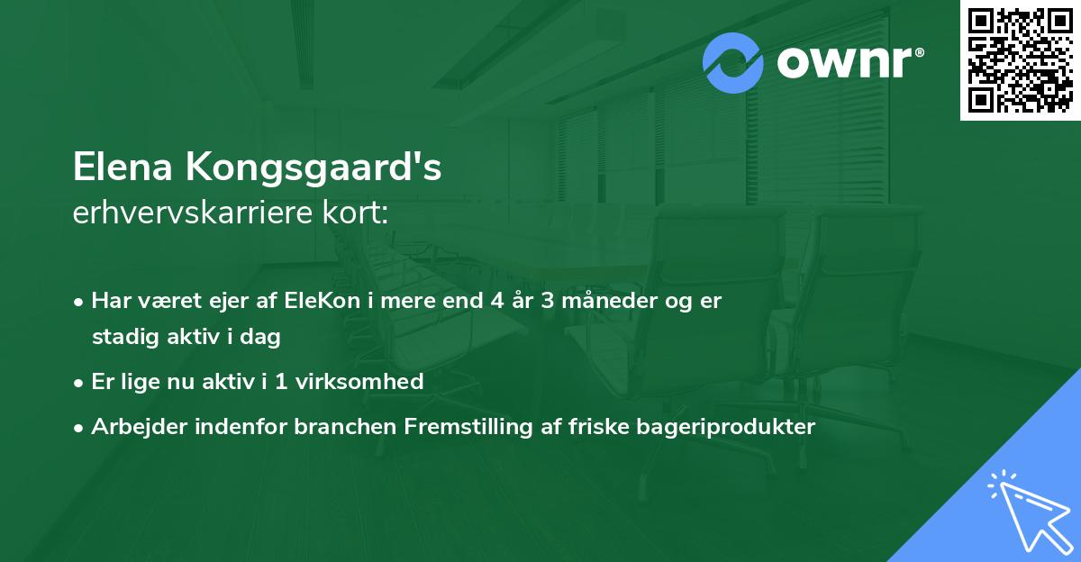 Elena Kongsgaard's erhvervskarriere kort