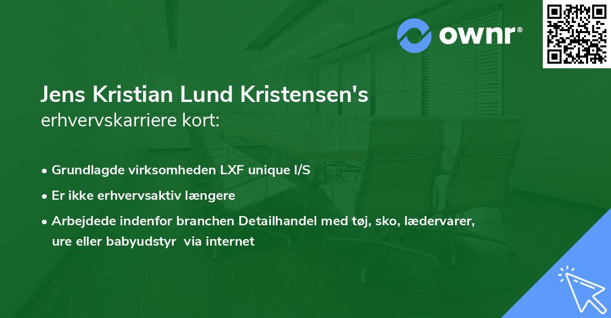 Jens Kristian Lund Kristensen's erhvervskarriere kort