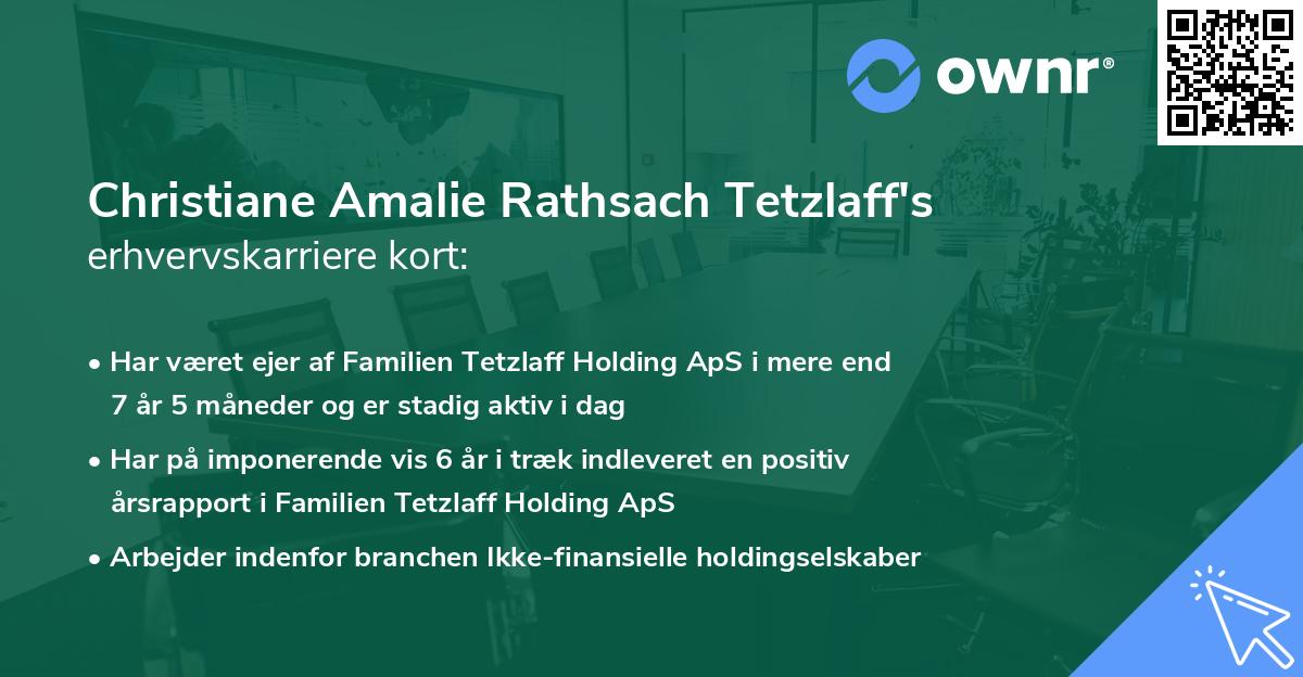 Christiane Amalie Rathsach Tetzlaff's erhvervskarriere kort