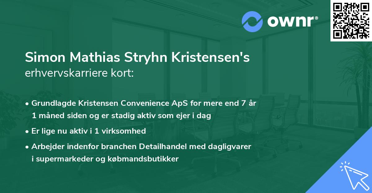 Simon Mathias Stryhn Kristensen's erhvervskarriere kort