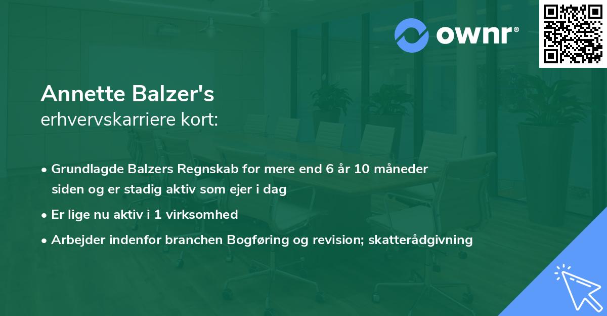 Annette Balzer's erhvervskarriere kort