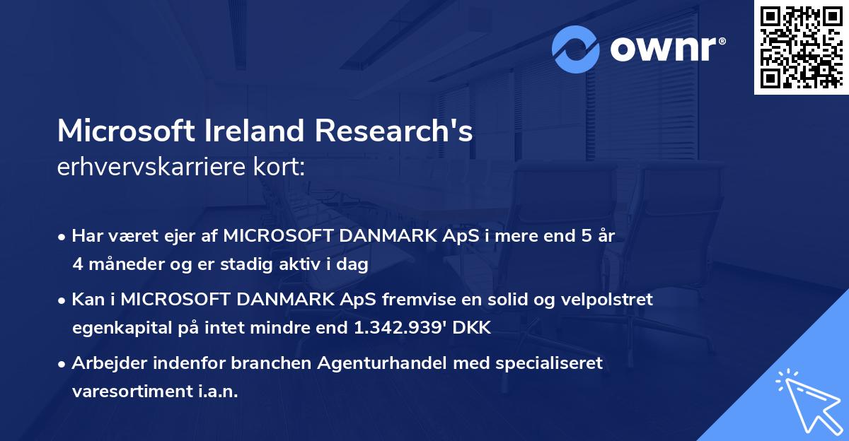 Microsoft Ireland Research's erhvervskarriere kort