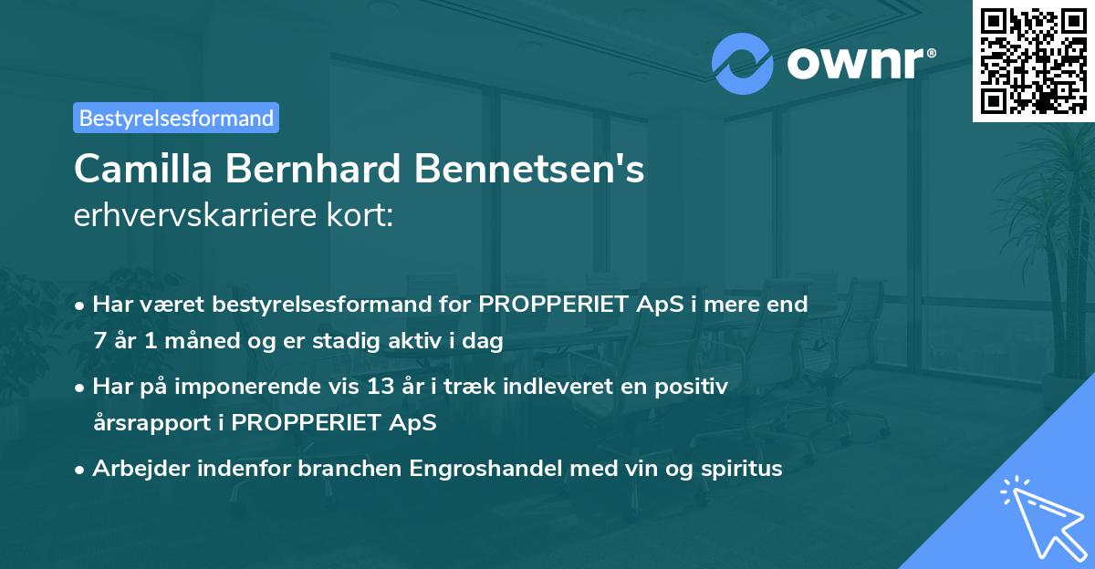 Camilla Bernhard Bennetsen's erhvervskarriere kort