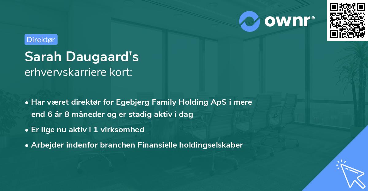 Sarah Daugaard's erhvervskarriere kort