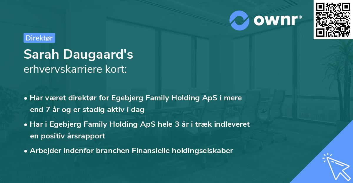Sarah Daugaard's erhvervskarriere kort