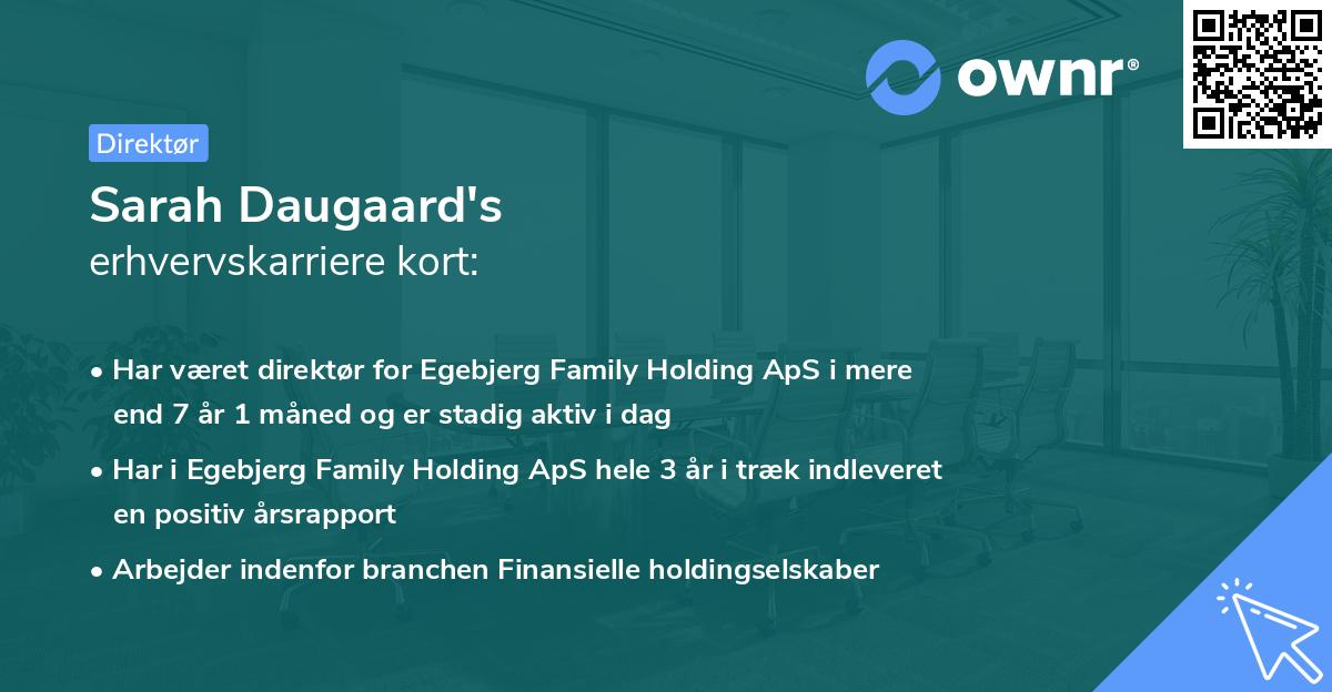 Sarah Daugaard's erhvervskarriere kort