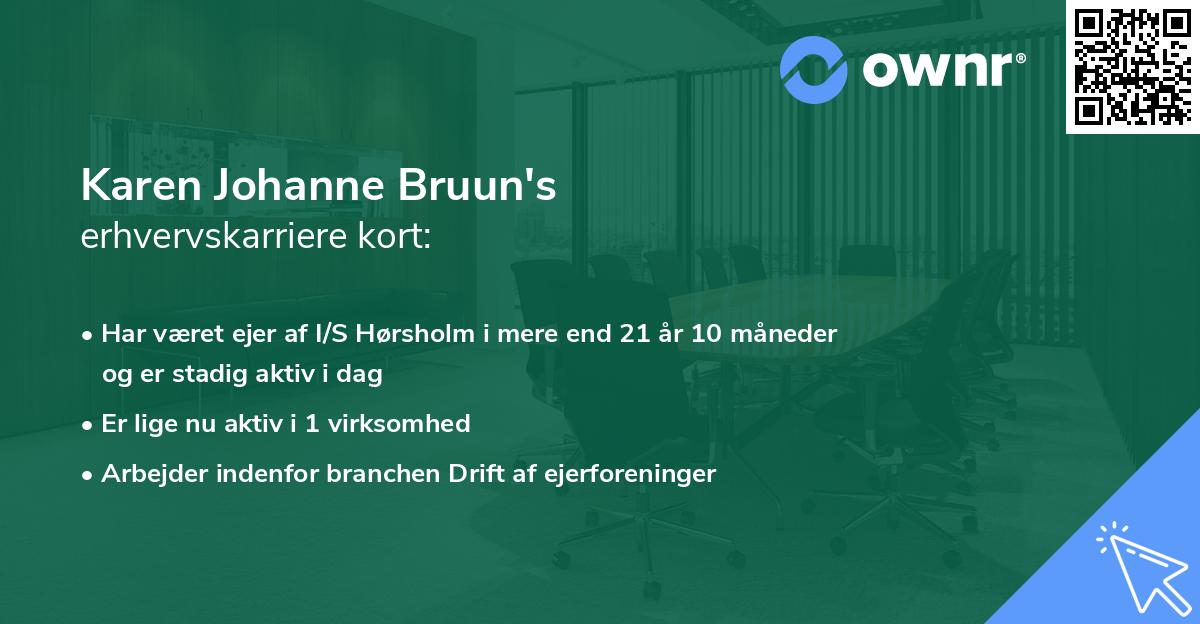 Karen Johanne Bruun's erhvervskarriere kort