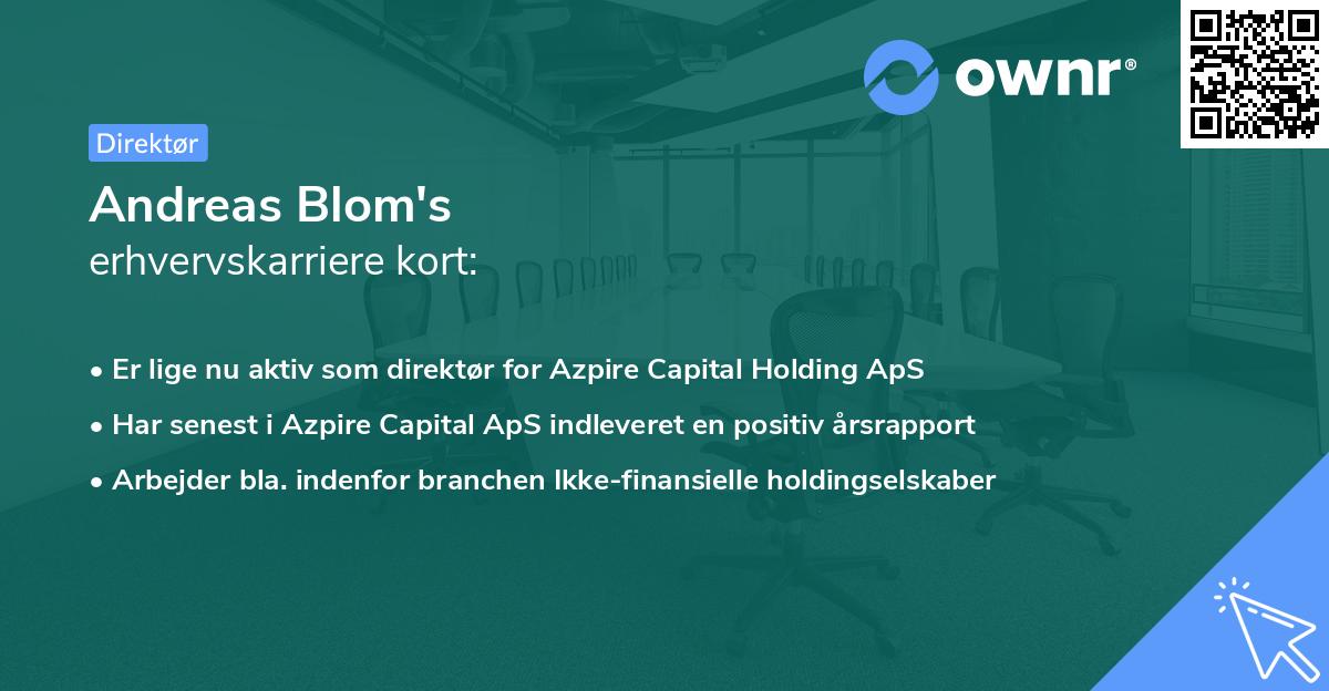 Andreas Blom's erhvervskarriere kort