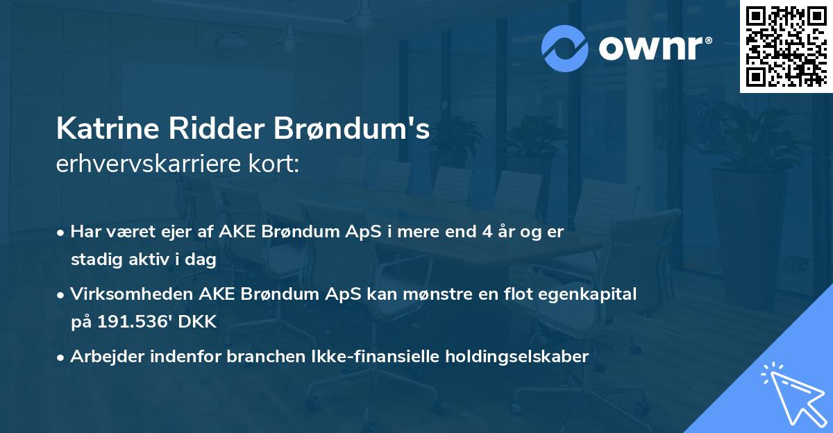 Katrine Ridder Brøndum's erhvervskarriere kort