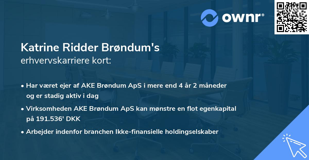 Katrine Ridder Brøndum's erhvervskarriere kort