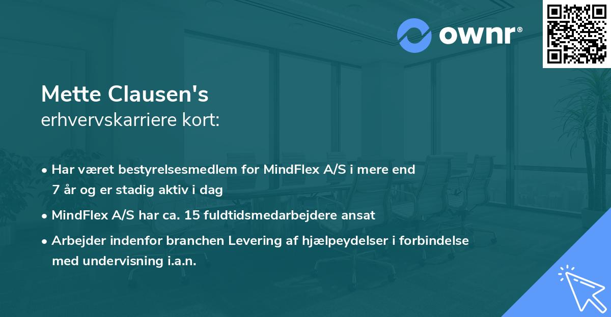 Mette Clausen's erhvervskarriere kort