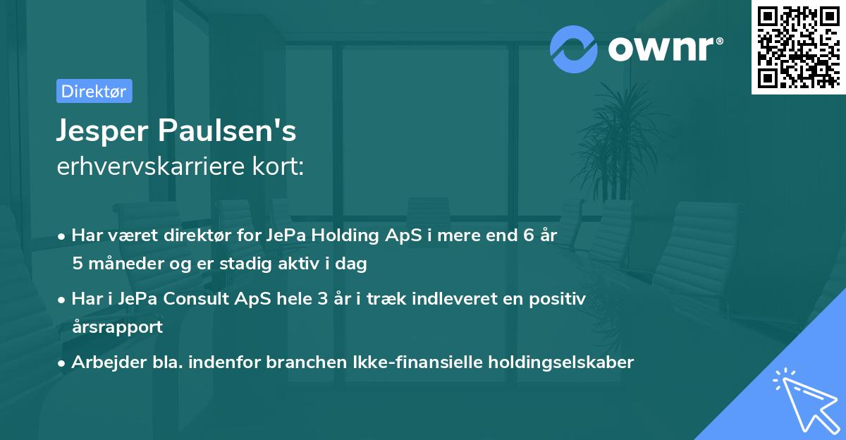 Jesper Paulsen's erhvervskarriere kort