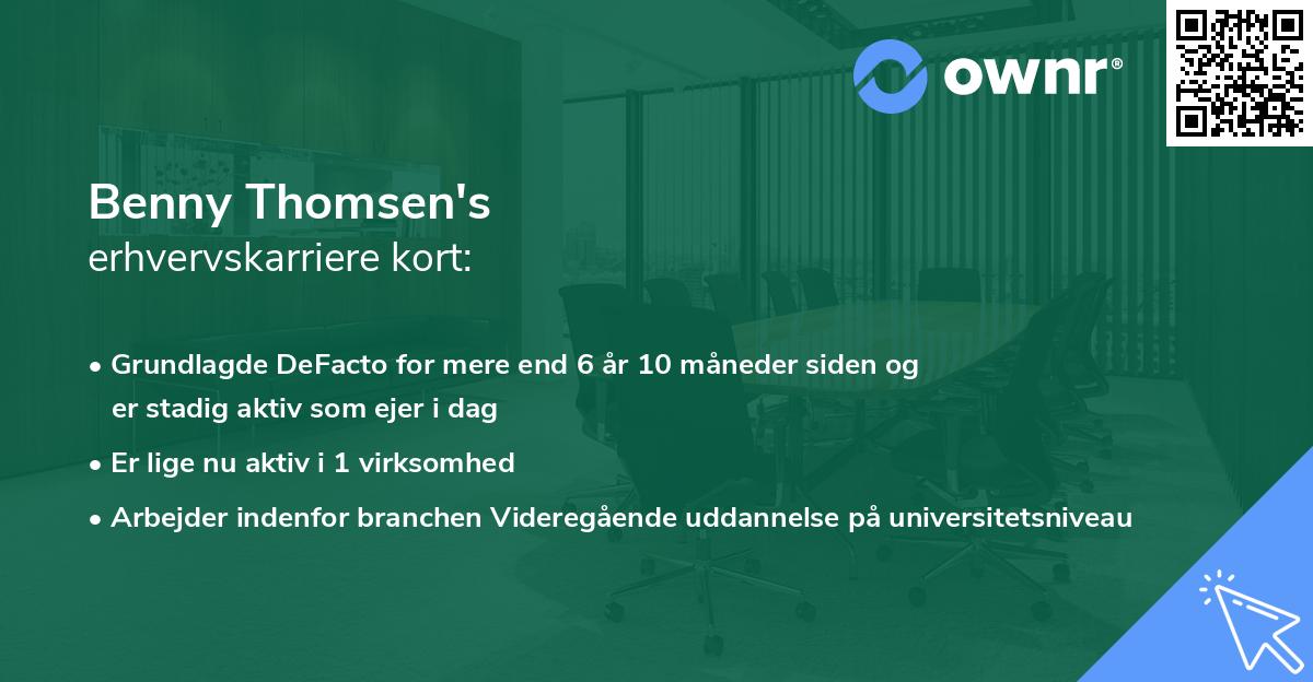 Benny Thomsen's erhvervskarriere kort