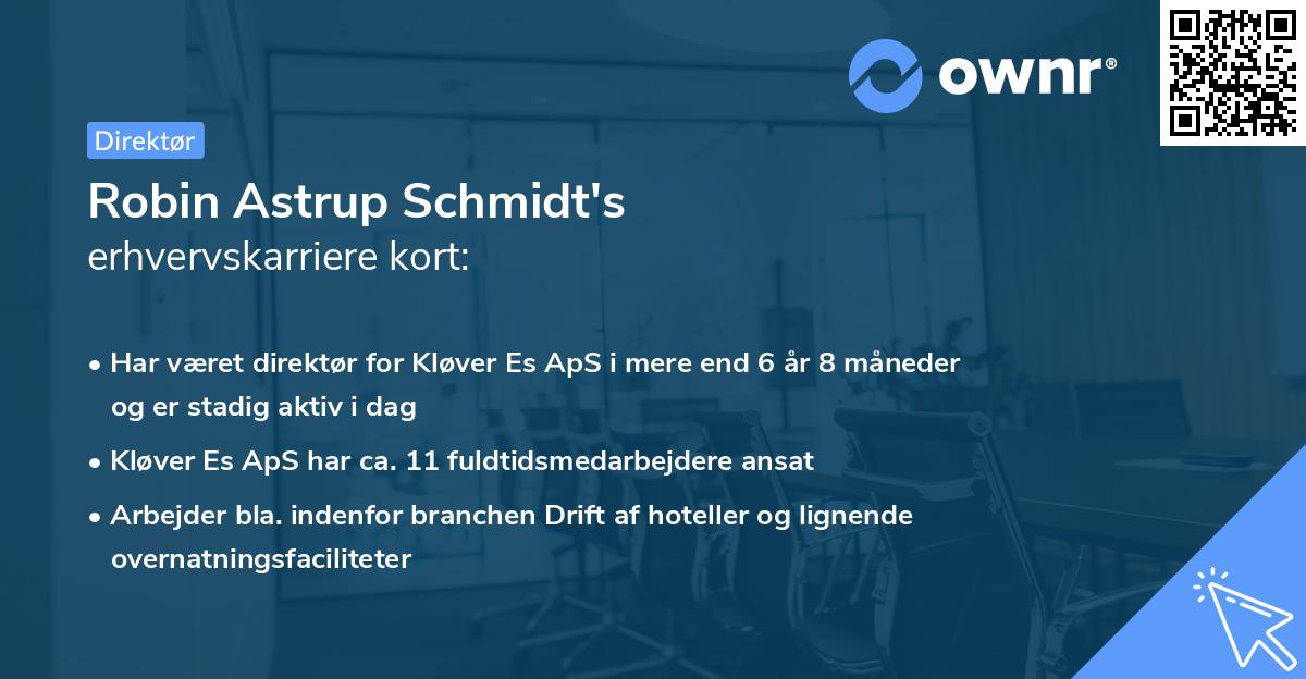 Robin Astrup Schmidt's erhvervskarriere kort