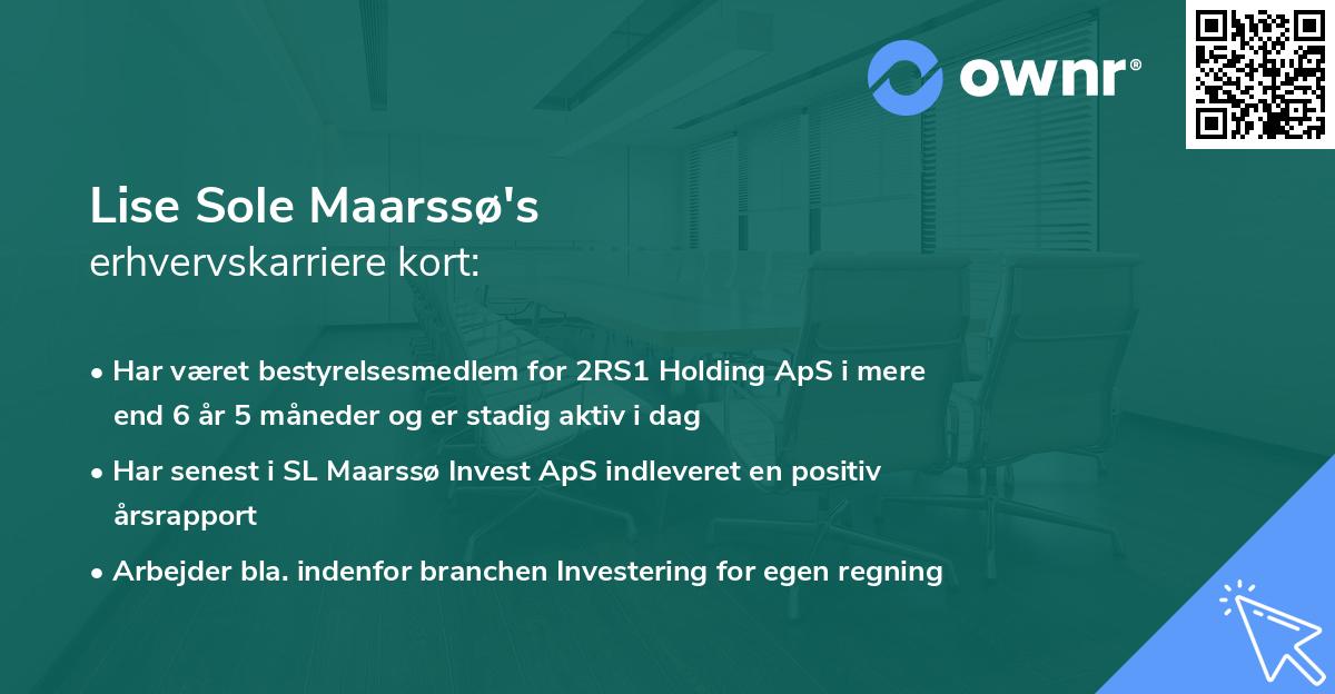 Lise Sole Maarssø's erhvervskarriere kort
