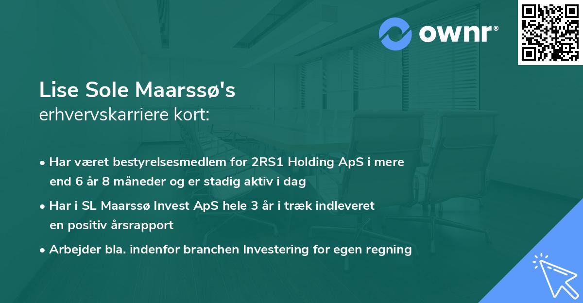 Lise Sole Maarssø's erhvervskarriere kort