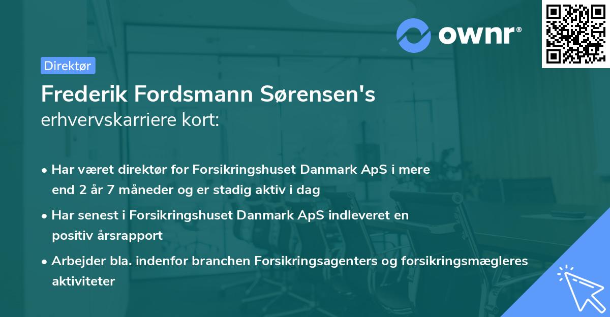 Frederik Fordsmann Sørensen's erhvervskarriere kort
