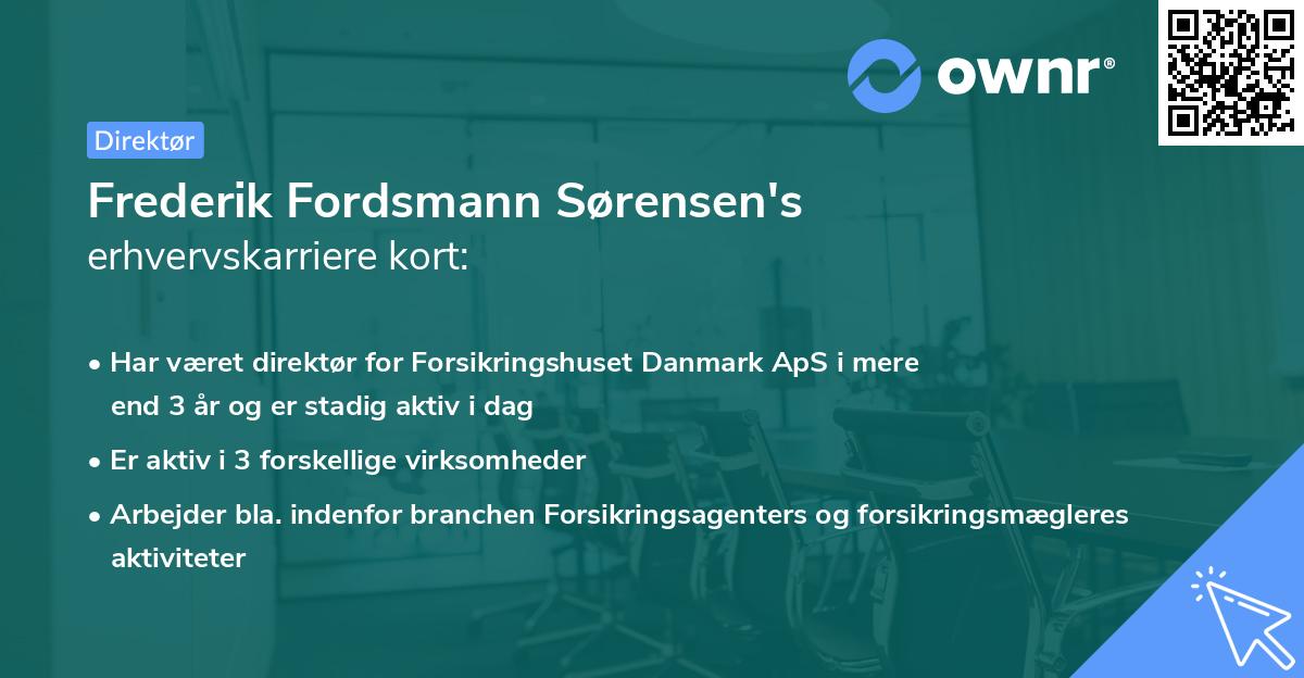 Frederik Fordsmann Sørensen's erhvervskarriere kort