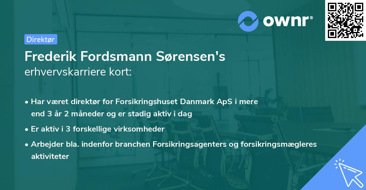 Frederik Fordsmann Sørensen's erhvervskarriere kort