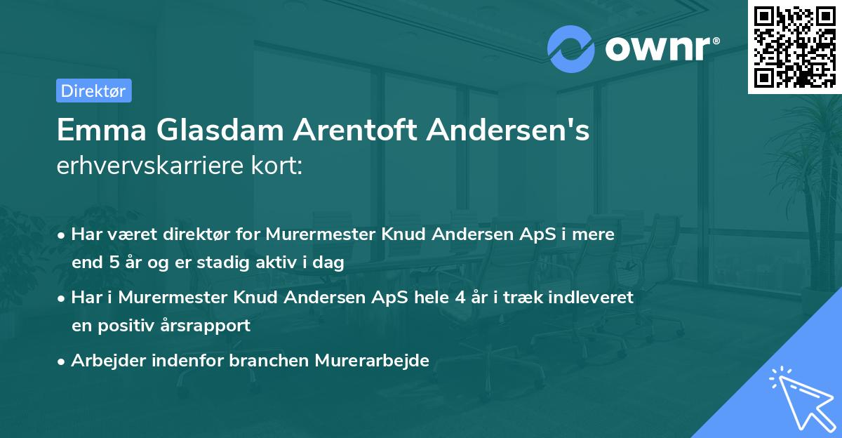 Emma Glasdam Arentoft Andersen's erhvervskarriere kort