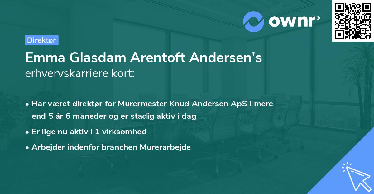 Emma Glasdam Arentoft Andersen's erhvervskarriere kort