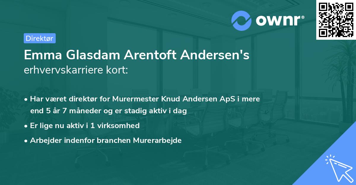 Emma Glasdam Arentoft Andersen's erhvervskarriere kort