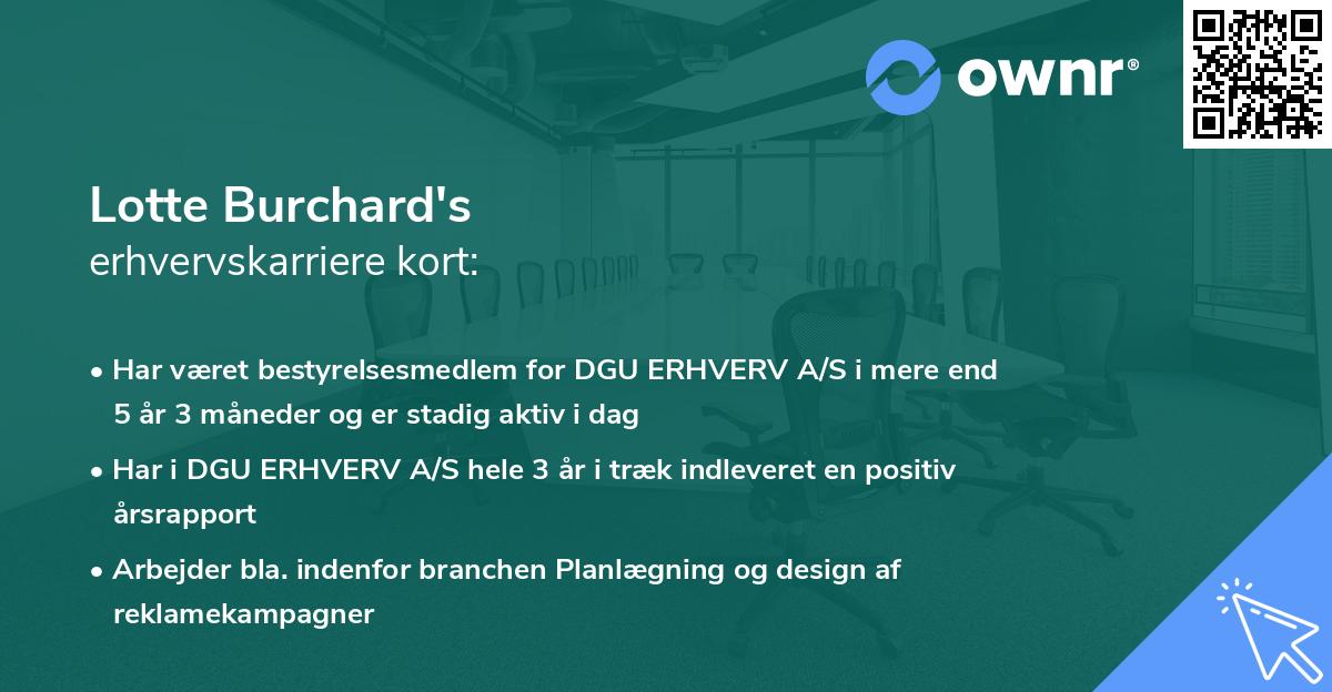Lotte Burchard's erhvervskarriere kort