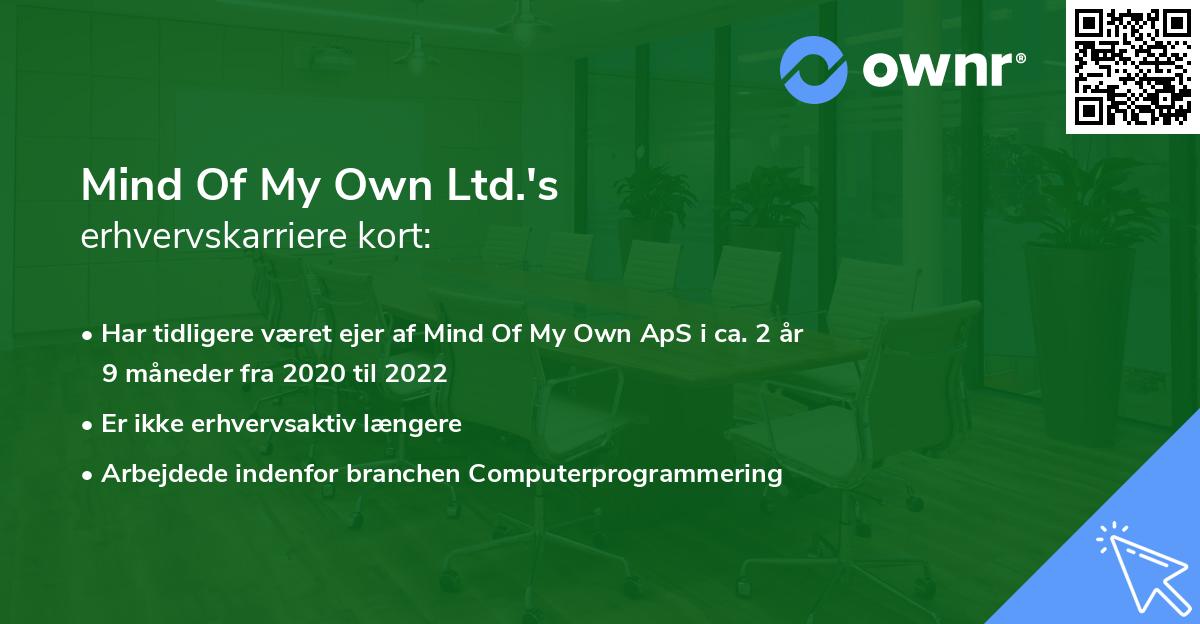Mind Of My Own Ltd.'s erhvervskarriere kort